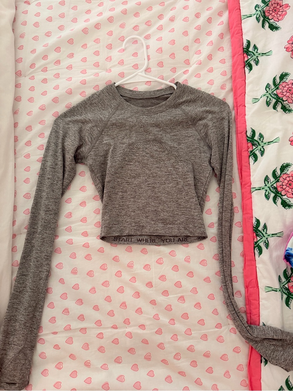 Lululemon Gray Cropped swiftly tech crop Long Sleeve Top - Heathered Knit